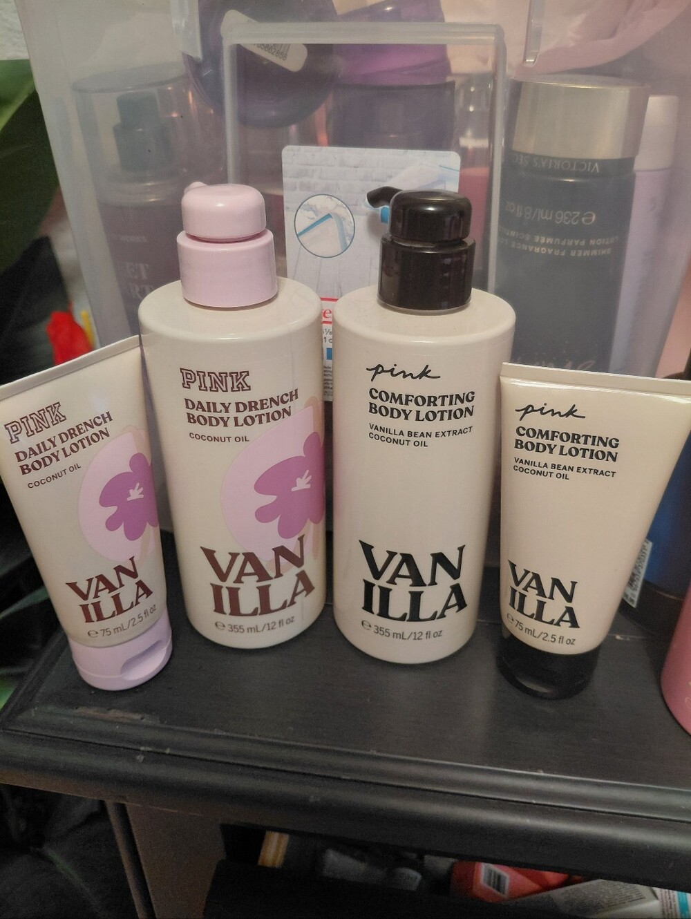 PINK Victoria's Secret Vanilla Body Lotion Set - White, Pink, Black